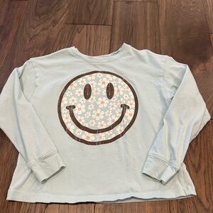 Originality Light Blue Long Sleeve Floral Smiley Face Girls Size Small